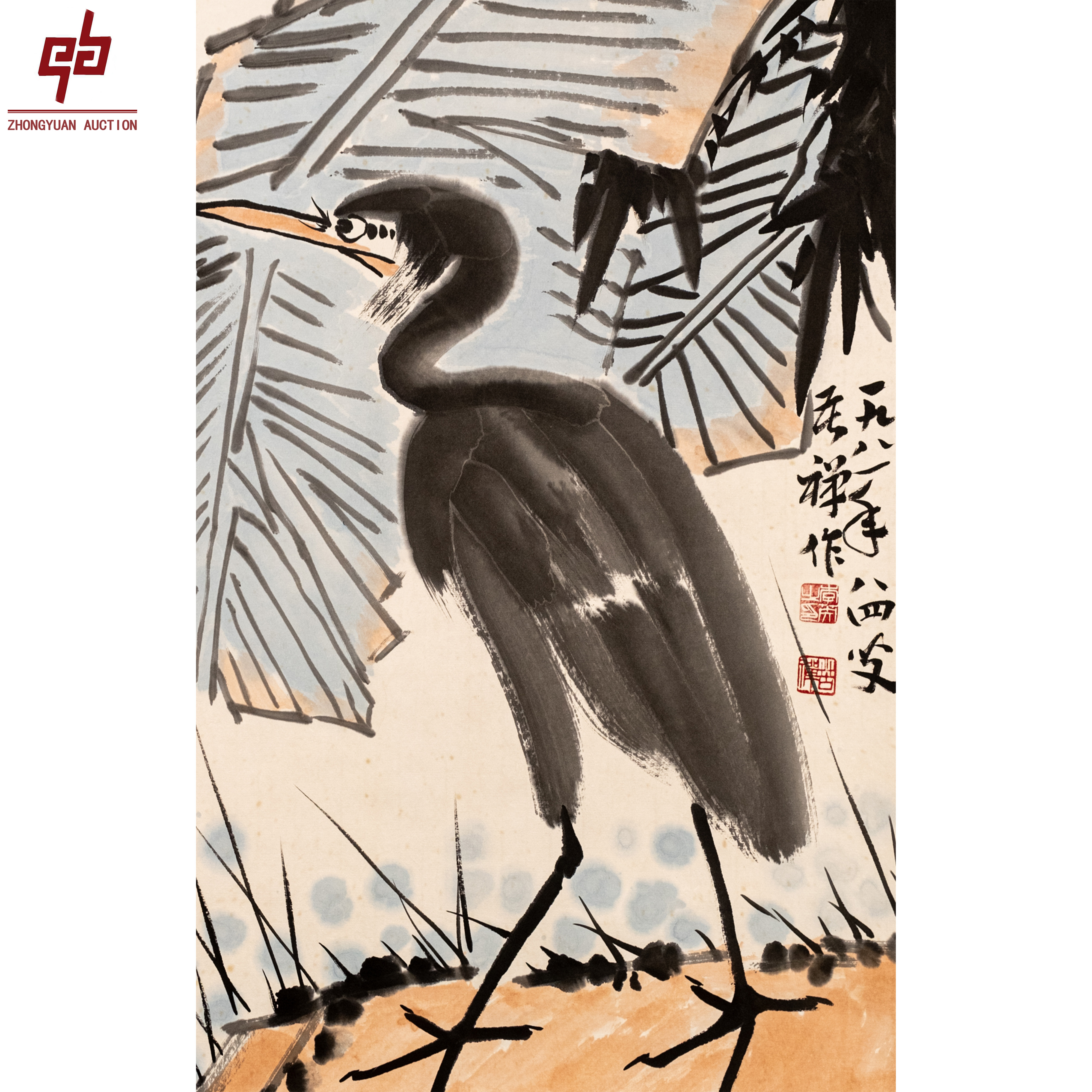 "lot8037 李老款 花鸟 立轴 45cm*68cm约2.8平尺"