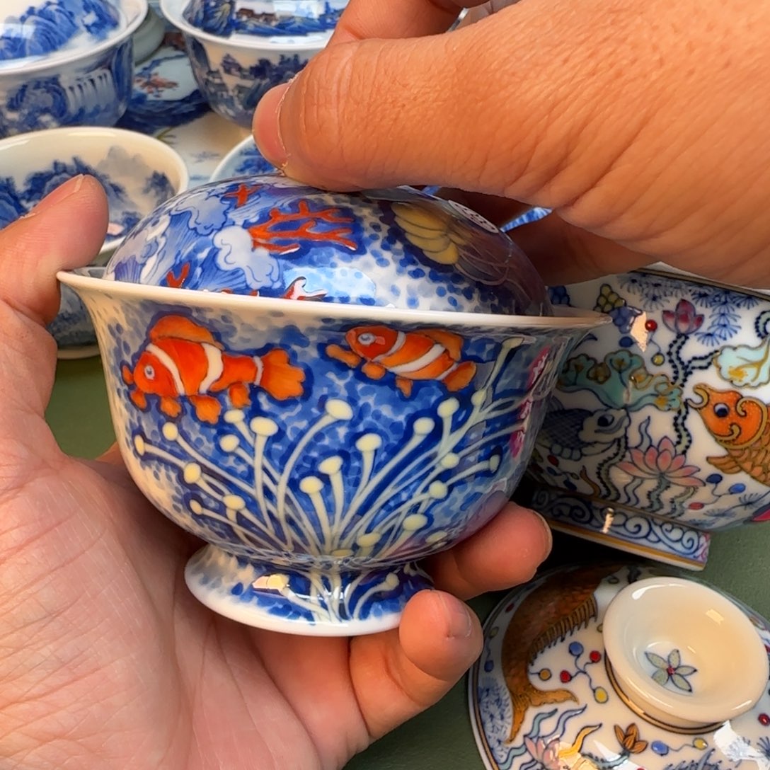 陶纯手工纯手绘茶具石头390