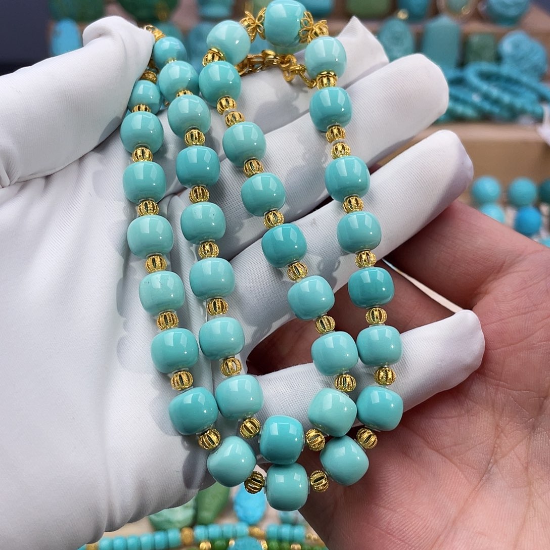 绿松石珠宝奇石18K金镶嵌