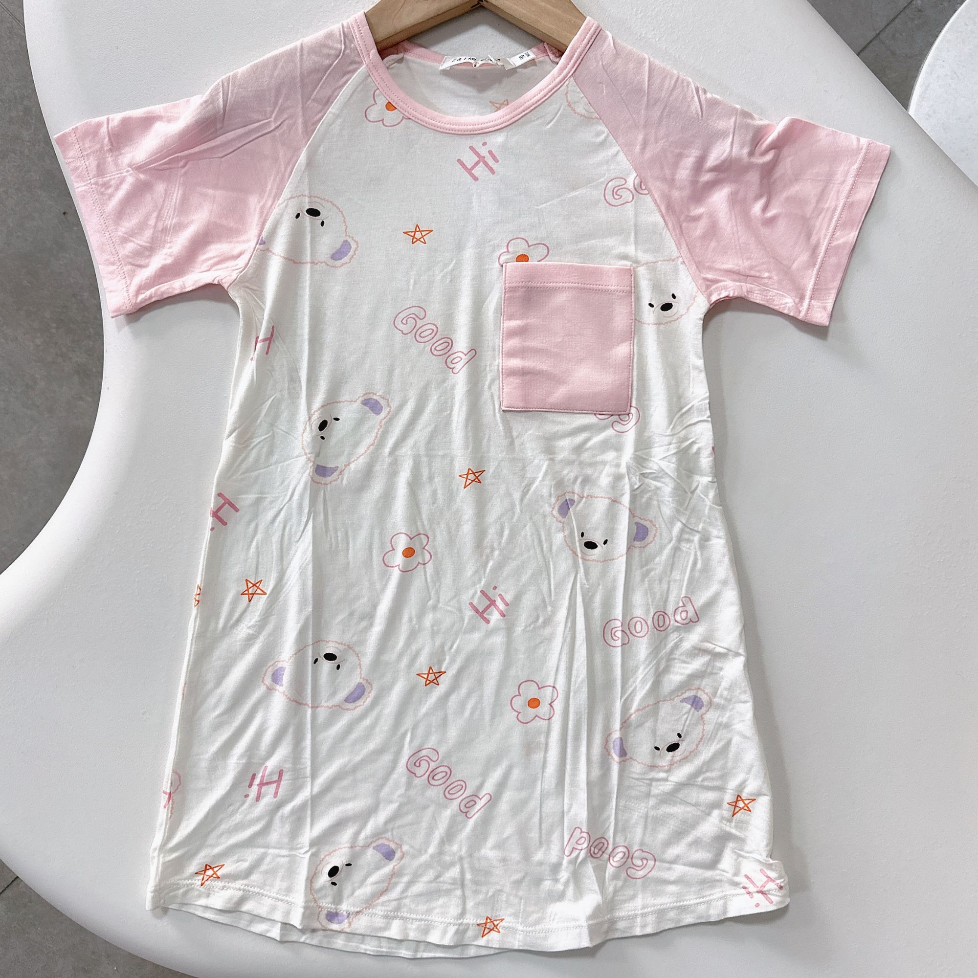 天竹-【123051574小熊花朵】短袖睡裙