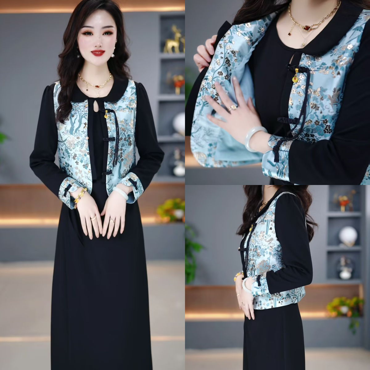 春季两件套连衣裙2025新款显瘦修身收腰韩版气质遮肚裙子YX25J111