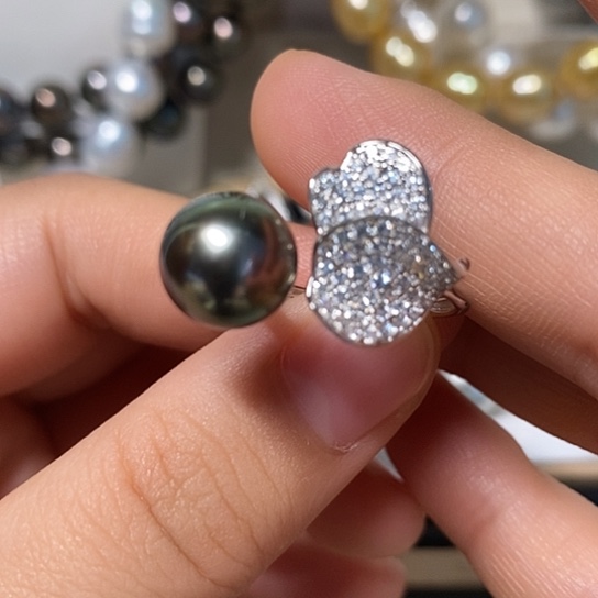 海水珍珠戒指银S925镶嵌10.26