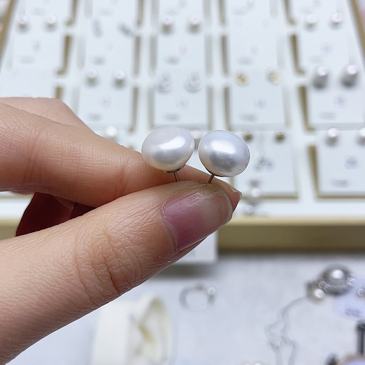 淡水珍珠耳饰银S925镶嵌愈*