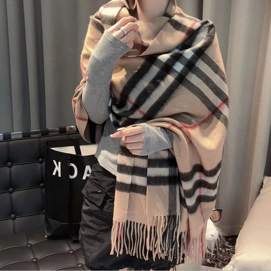 内蒙古厂家直邮100 羊毛大厚披肩围巾经典百搭格子女士英伦风