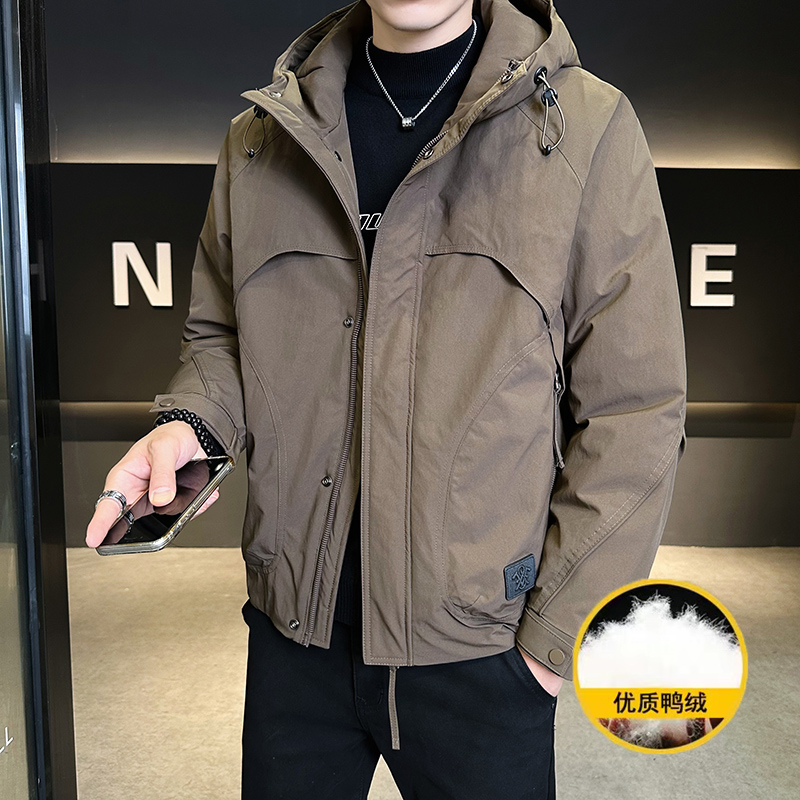 秋冬连帽羽绒服休闲时尚百搭保暖夹克外套男士192