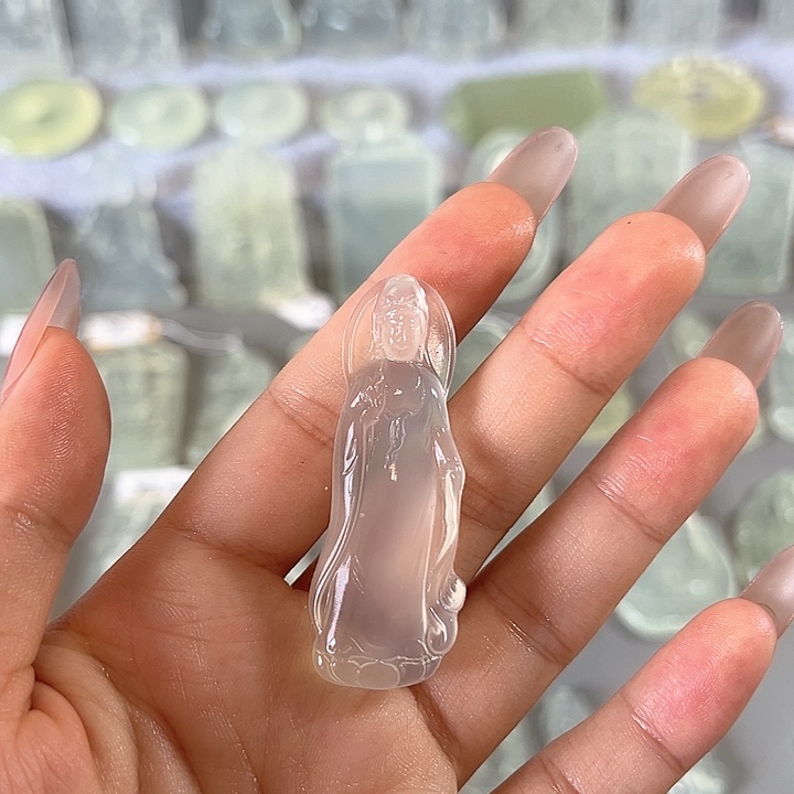 合金蛇纹石玉岫玉白冰挂件
