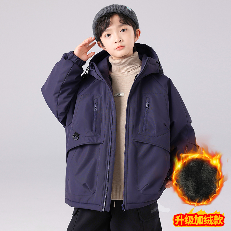 男童秋冬款外套冬季加绒加厚中大儿童男孩冬装上衣C5165-2