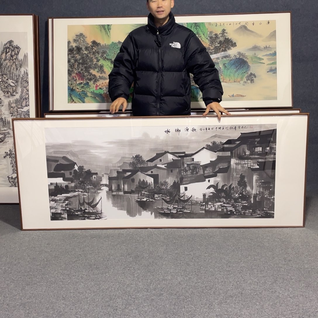 国画手绘画作品带框发货