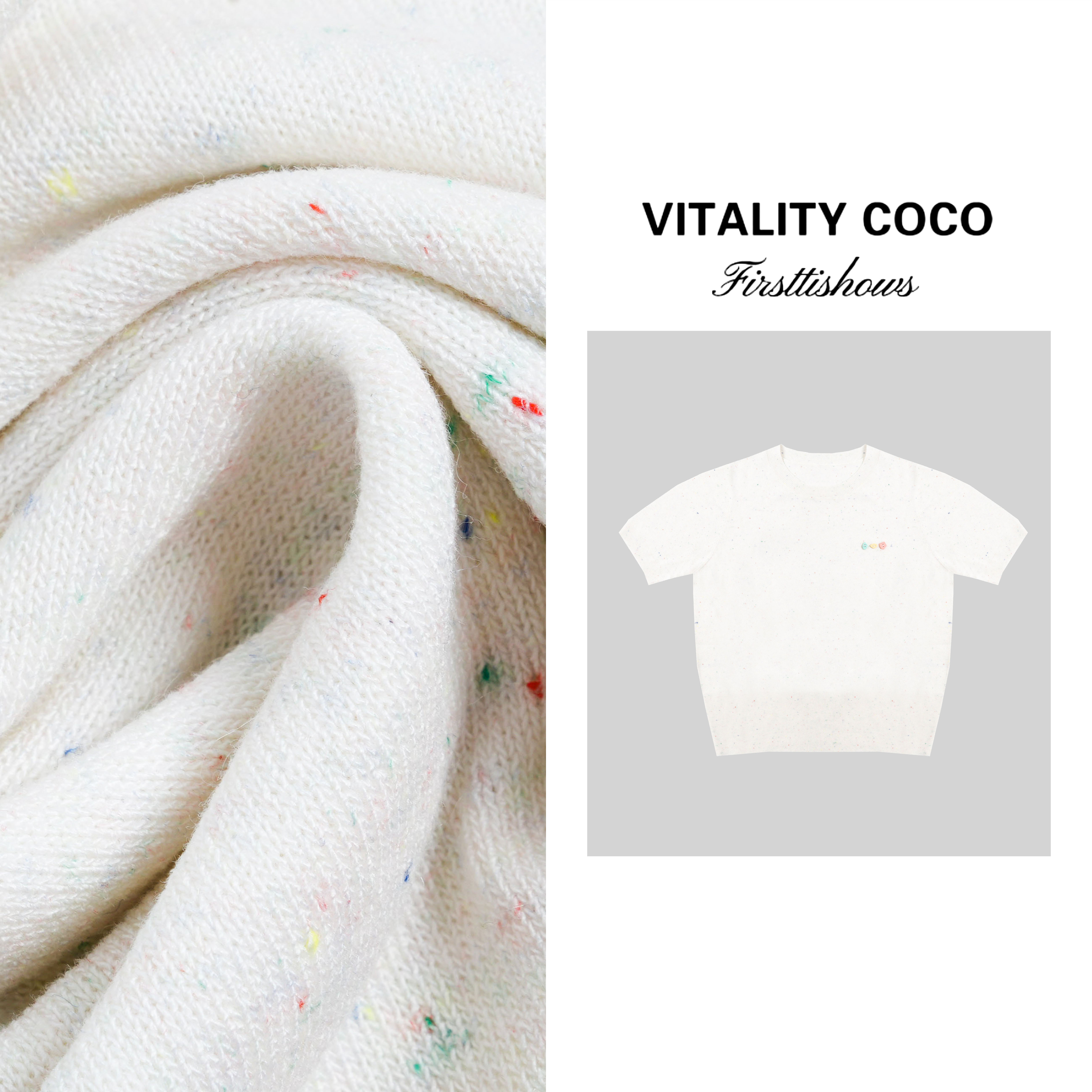 首秀上新彩点质感短T-2286