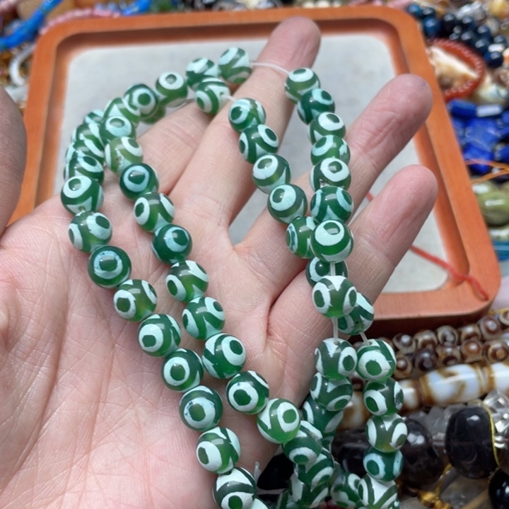 玛瑙/玉髓合金珠宝半成品一条10mm三眼天朱