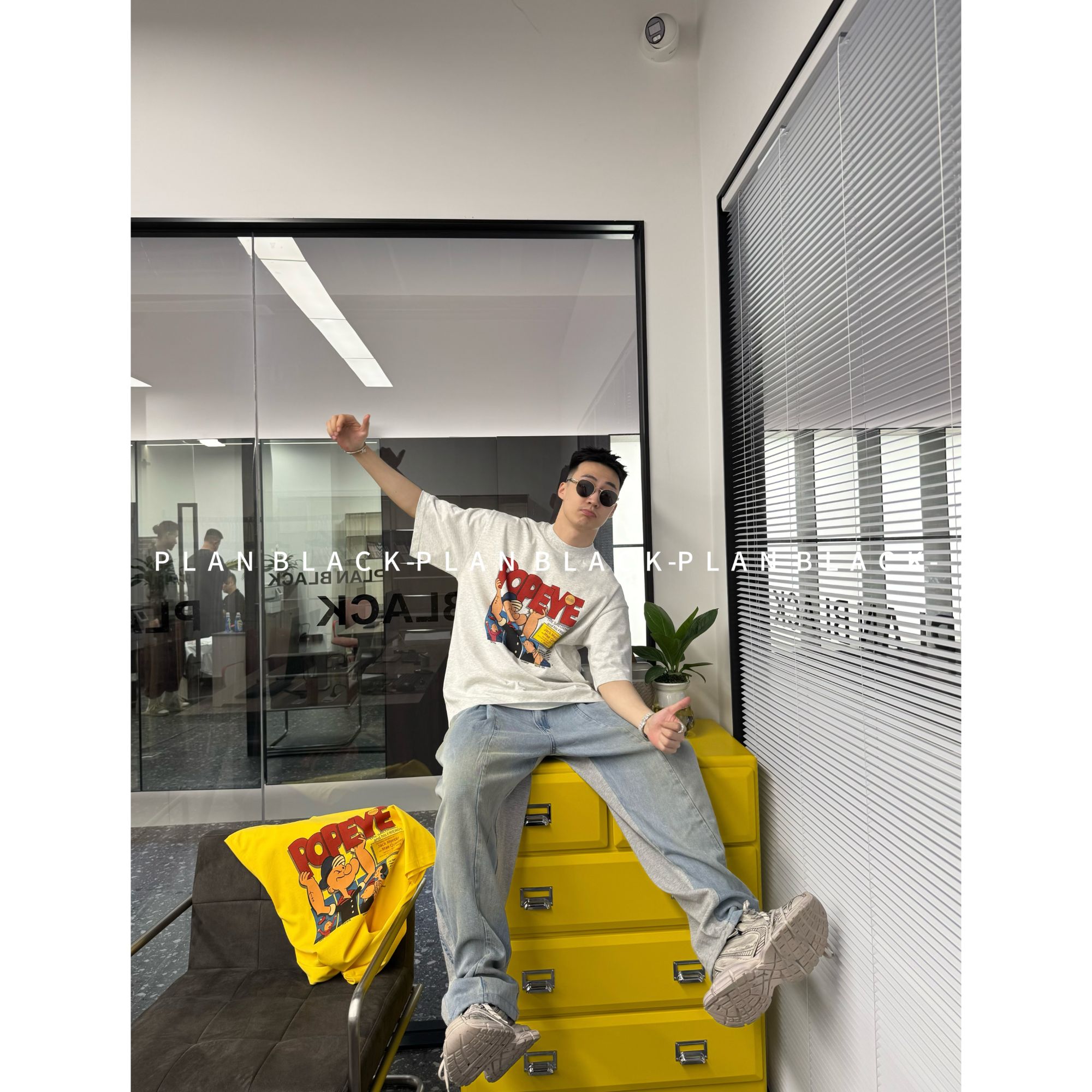 RICH陈发财【水手联名款】美式复古代表作！情侣小领口松弛感T恤6910