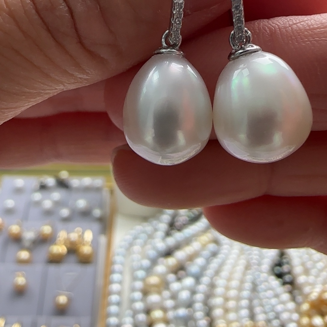 海水珍珠耳饰银S925镶嵌