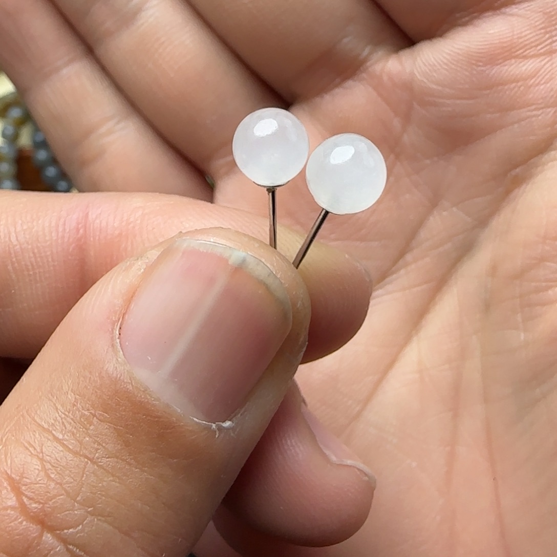 和田玉耳饰银S925镶嵌