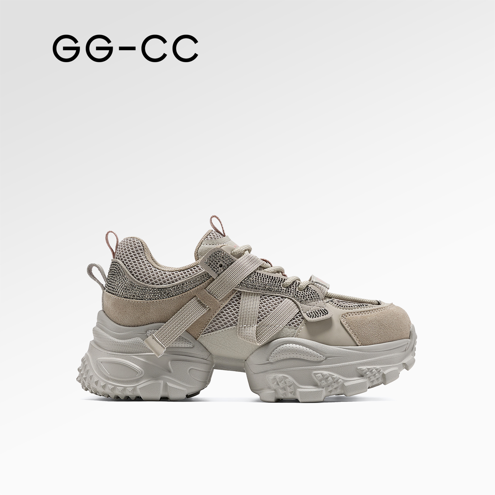 GG-CC【星耀涡轮】秋季新款复古厚底老爹鞋银色女增高休闲鞋8694