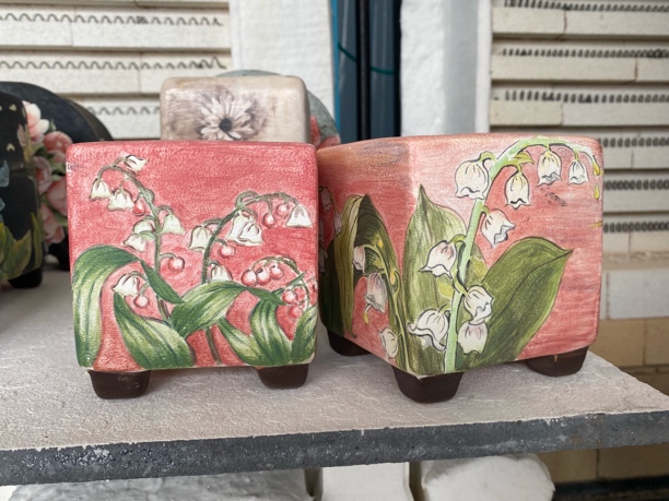 多肉手绘盆釉烧花盆手工花盆