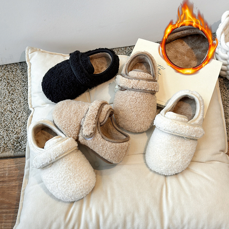 【冬】2025冬季 韩版魔术贴男女童童鞋 学生毛毛鞋保暖骑行鞋