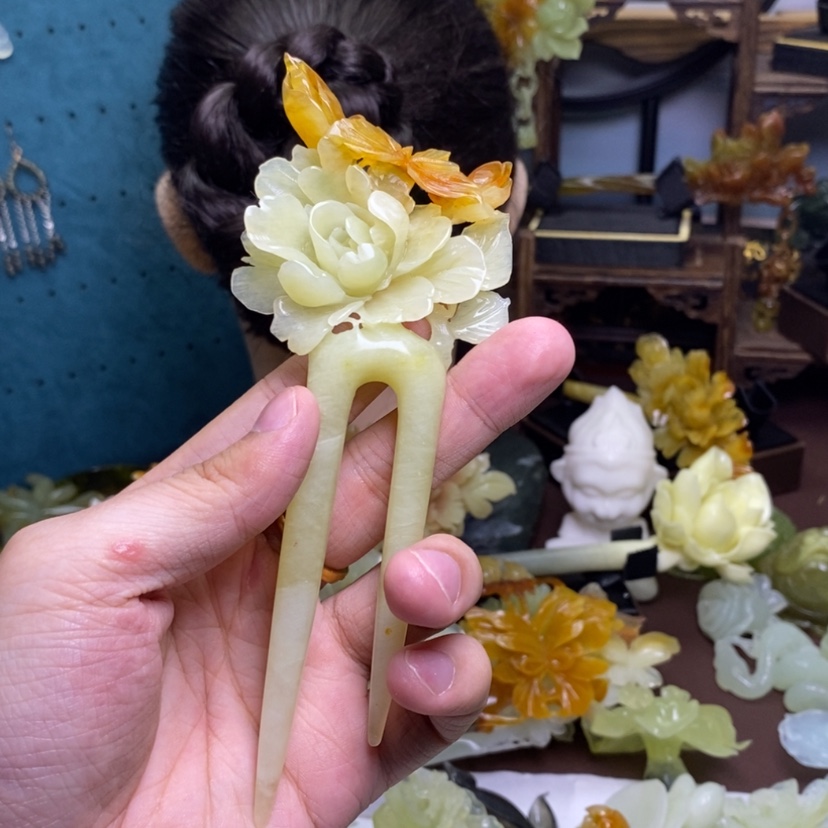 【闪购商品】岫玉未镶嵌发簪发簪盘发御****）