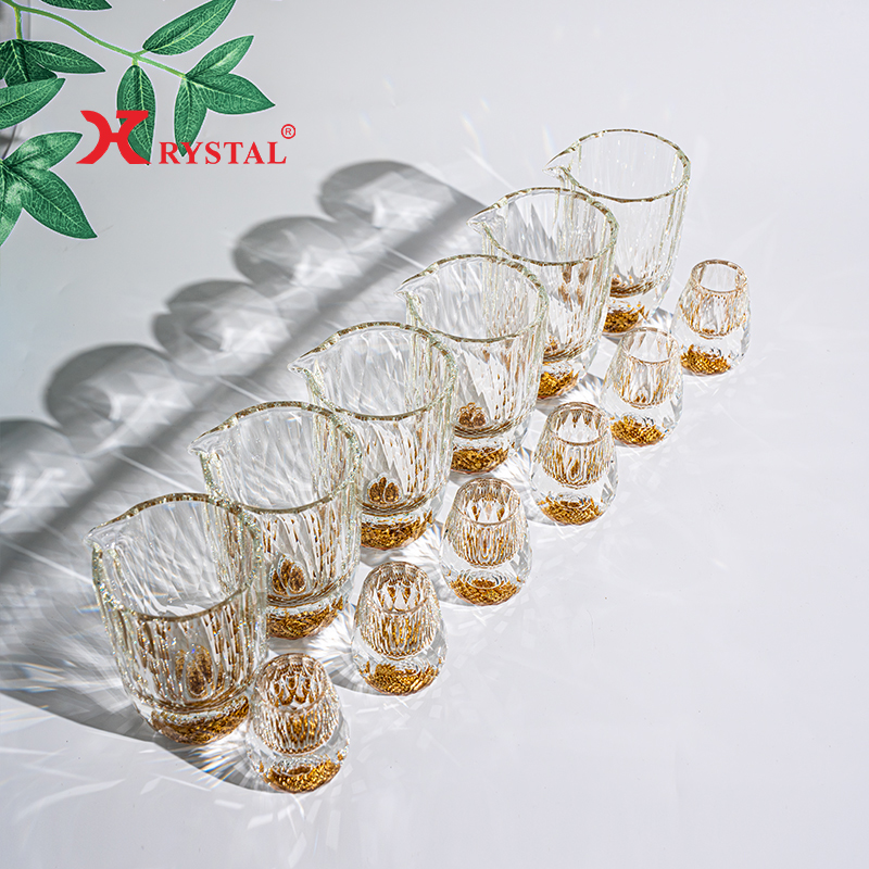 【金箔白酒杯套装】轻奢高档水晶杯分酒器礼盒套装水晶一口子弹杯