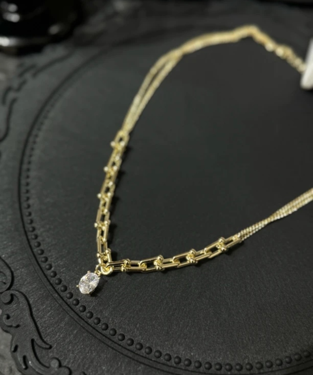 钛钢项链 钛钢项链 LARVINA复古金色百搭款项链