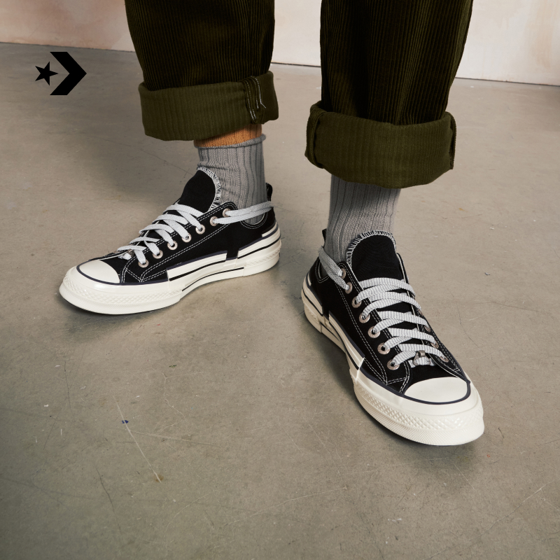 匡威Chuck70HackedHeel堆叠感帆布鞋黑色CONVERSE A07984C