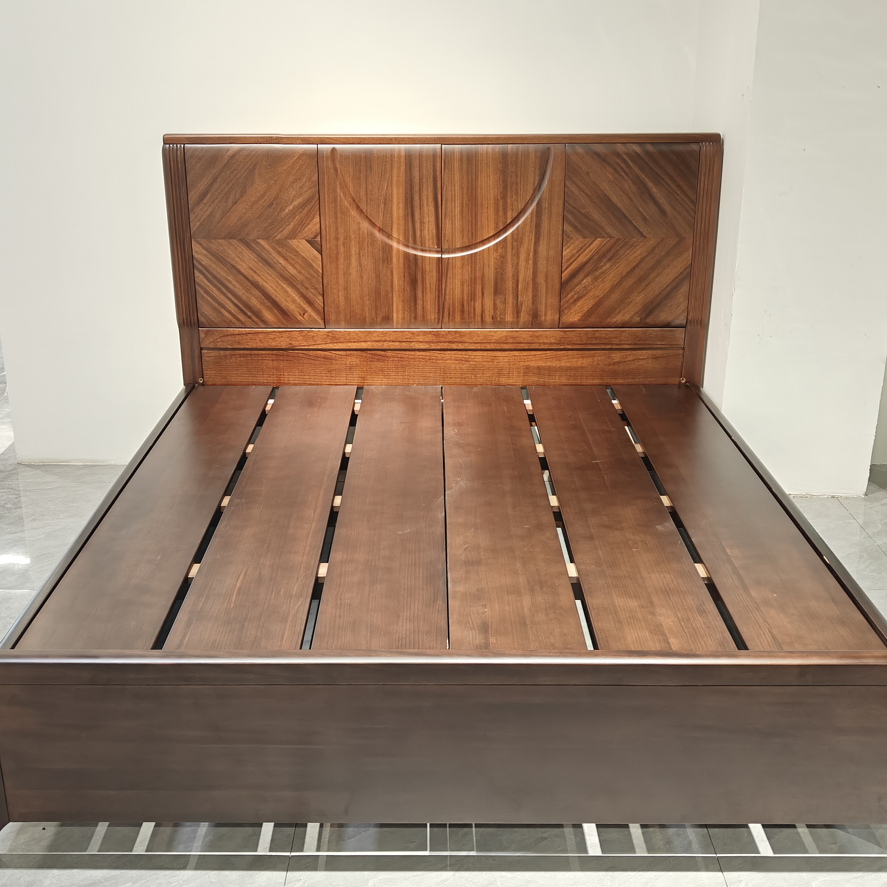 【品牌库存】1800*2000*420 平板胡桃木实木大床新中式家用主卧