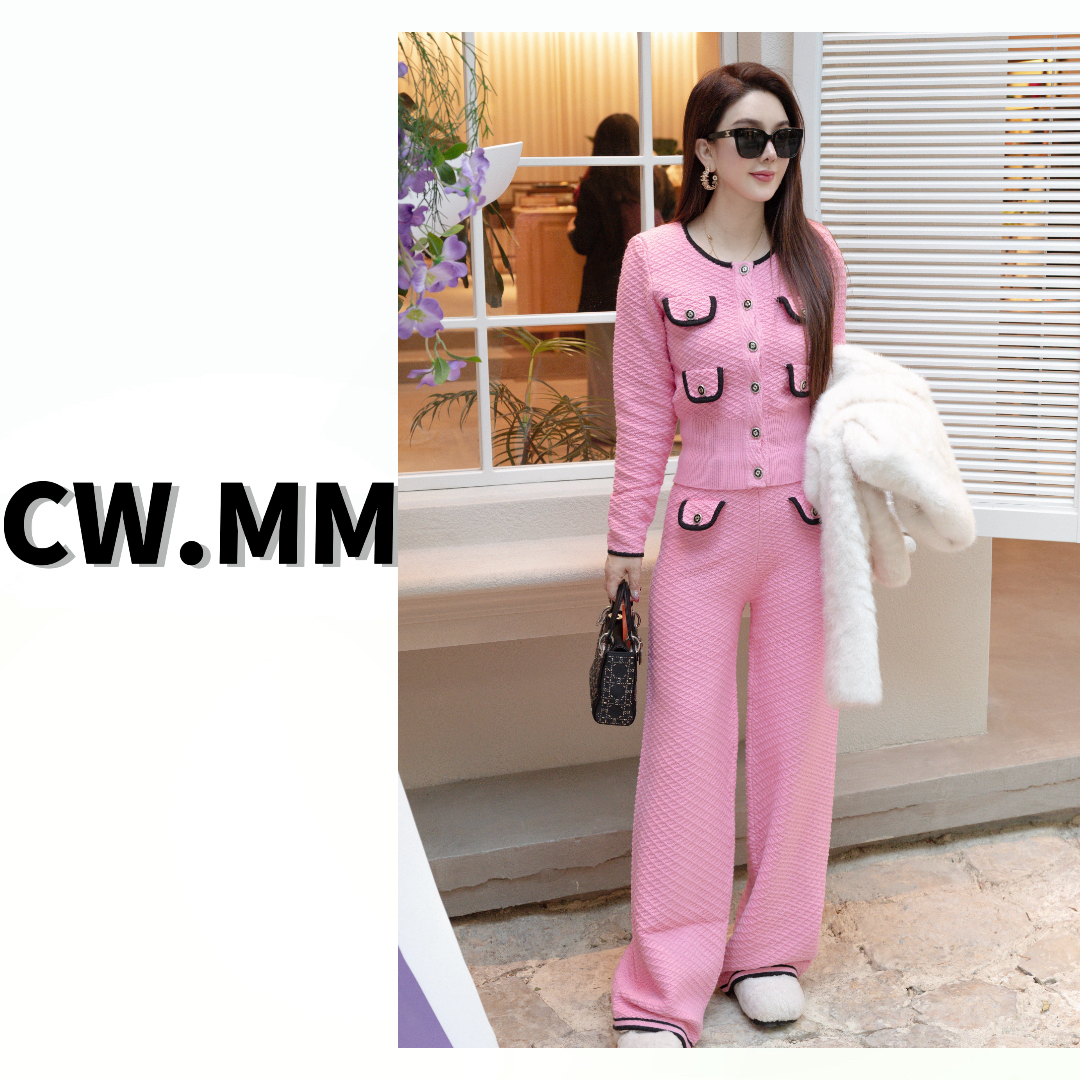 CW.MM【暖暖甜心】胭脂粉- 轻奢显瘦气质洋气时尚修身羊毛套装