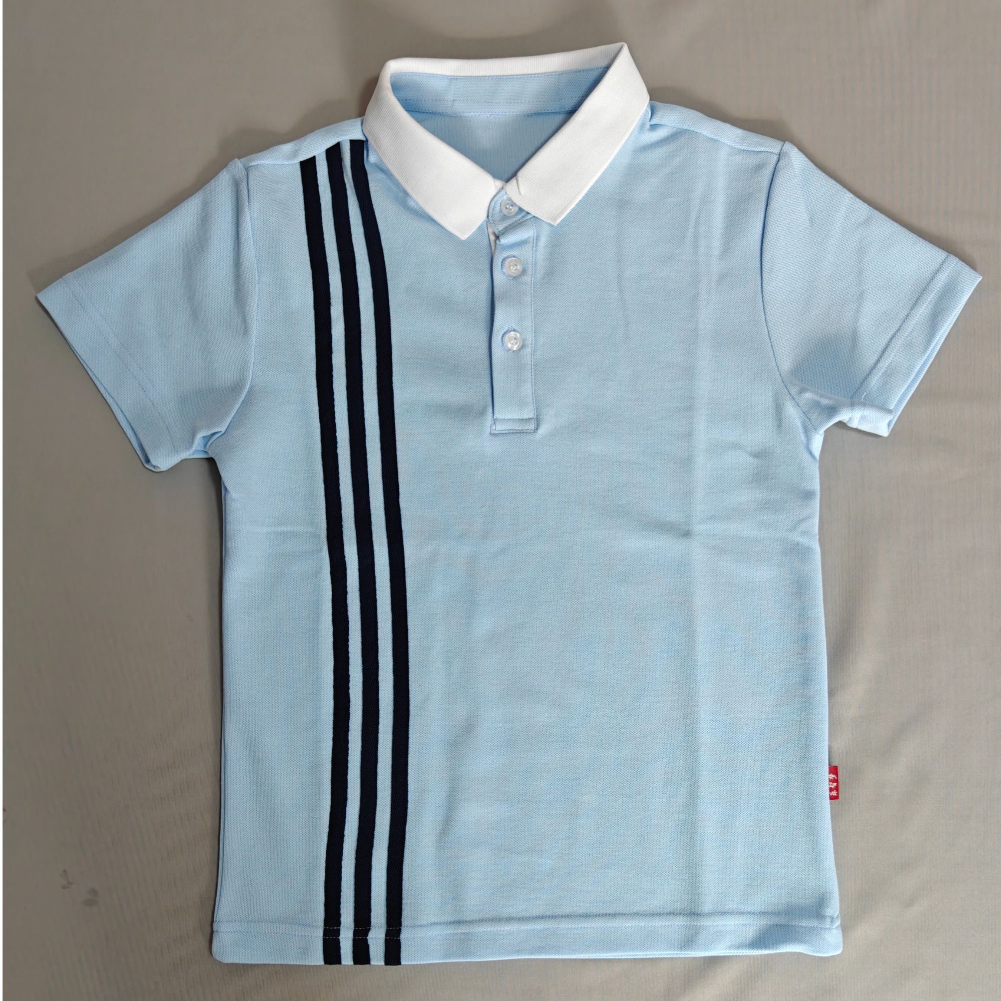 兴化学校浅蓝色三道杠短袖校服