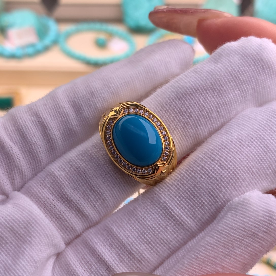 绿松石珠宝奇石18K金镶嵌