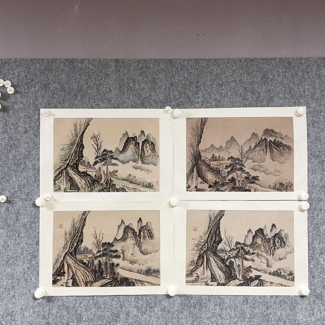 R***e国画朱梅邨书画课图稿