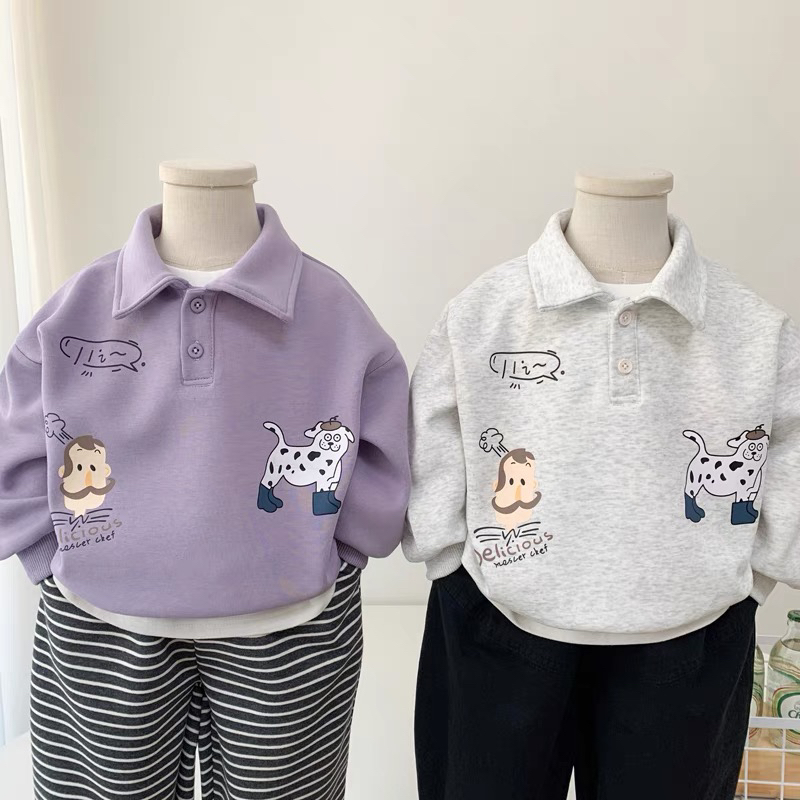 男童卡通卫衣2025新款儿童翻领POLO衫春秋装小童宝宝洋气上衣百搭