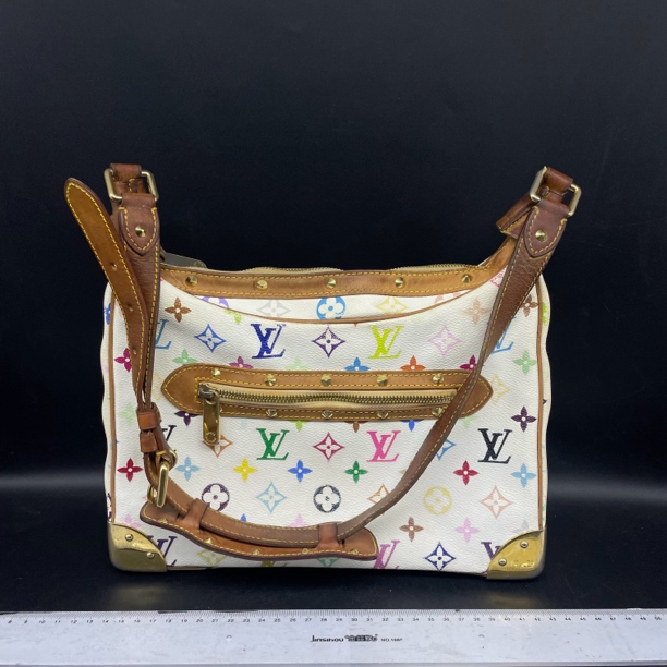 95新 LouisVuitton/路易威登 白三彩牛角单肩包/12661