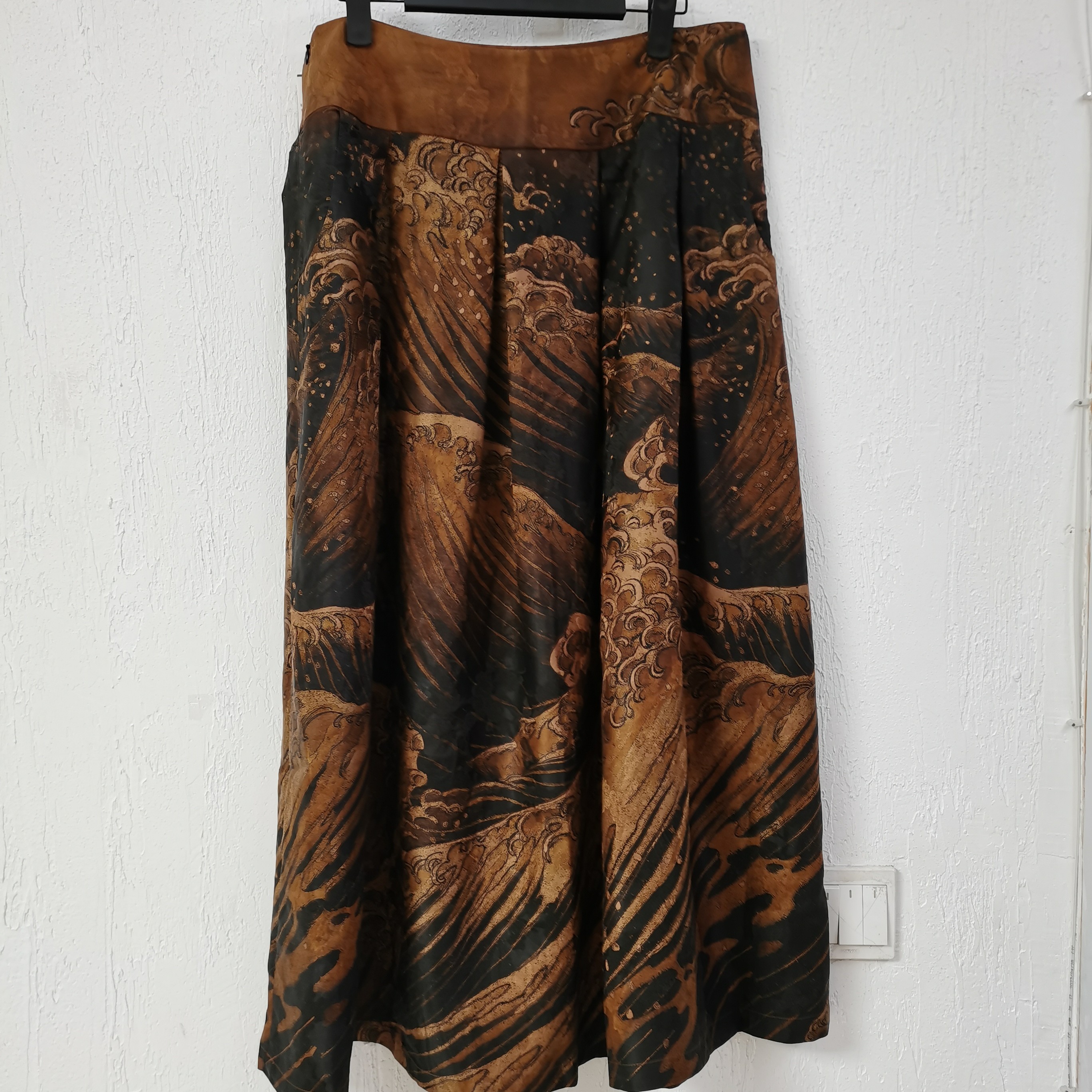 伊美香云纱舒2166桑蚕丝重缎提花千里江山复古时尚气质款半身裙新