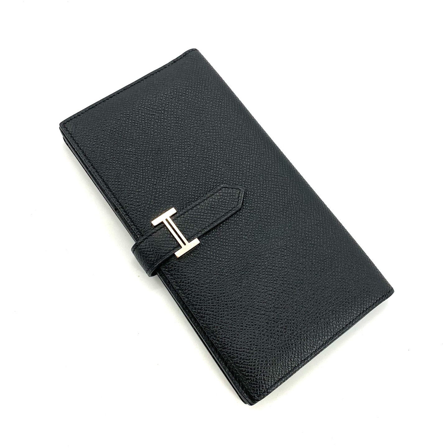 99新 Hermes/爱马仕 黑色全皮H扣对折钱包 尺寸18/9 