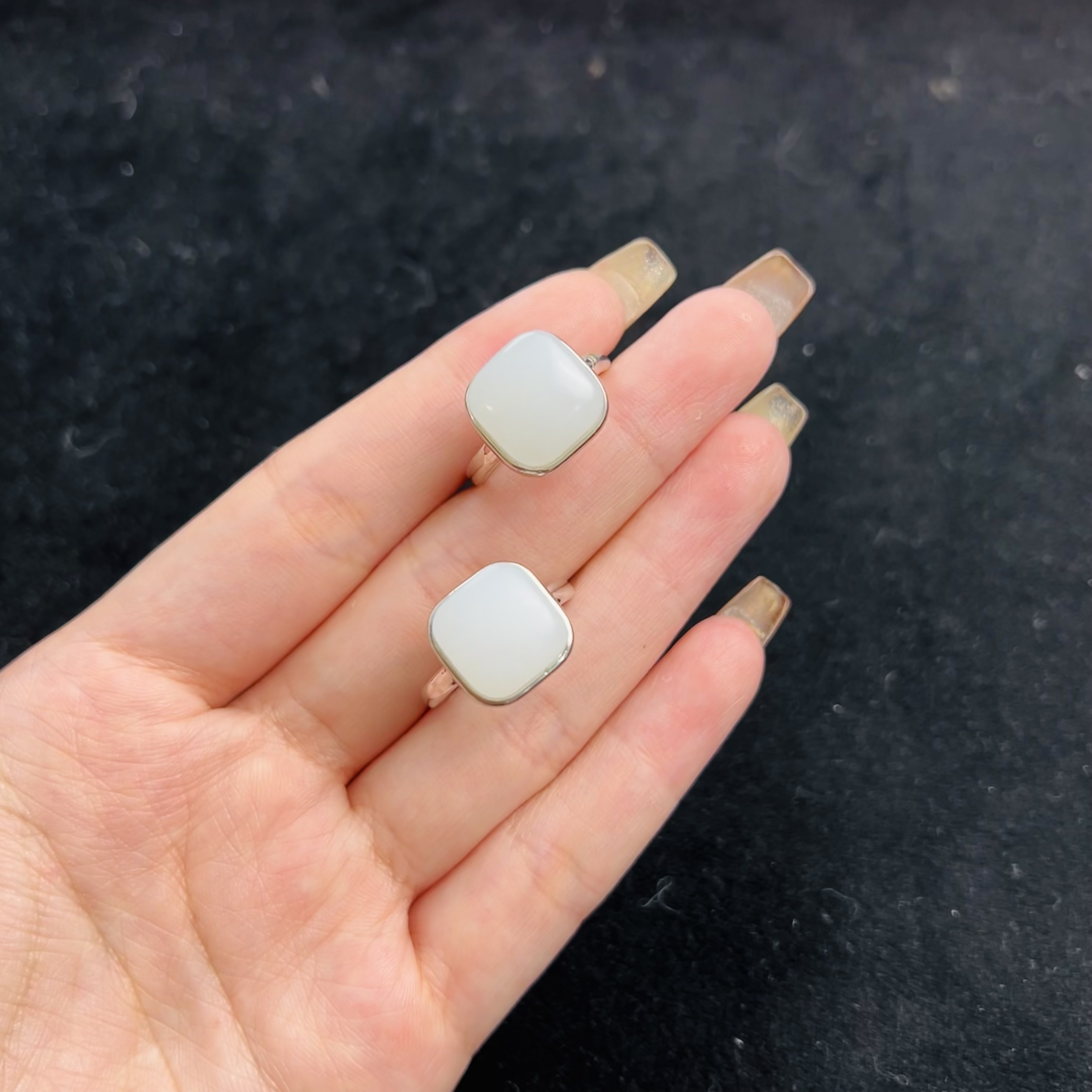 【云上】DS33242-S925银镶嵌和田玉戒指 多样性发其一-8*12mm（WJ）