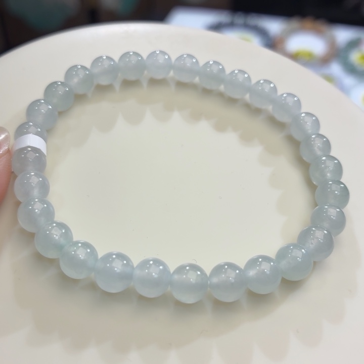 翡翠未镶嵌手链冰胶晴底卡6.4
