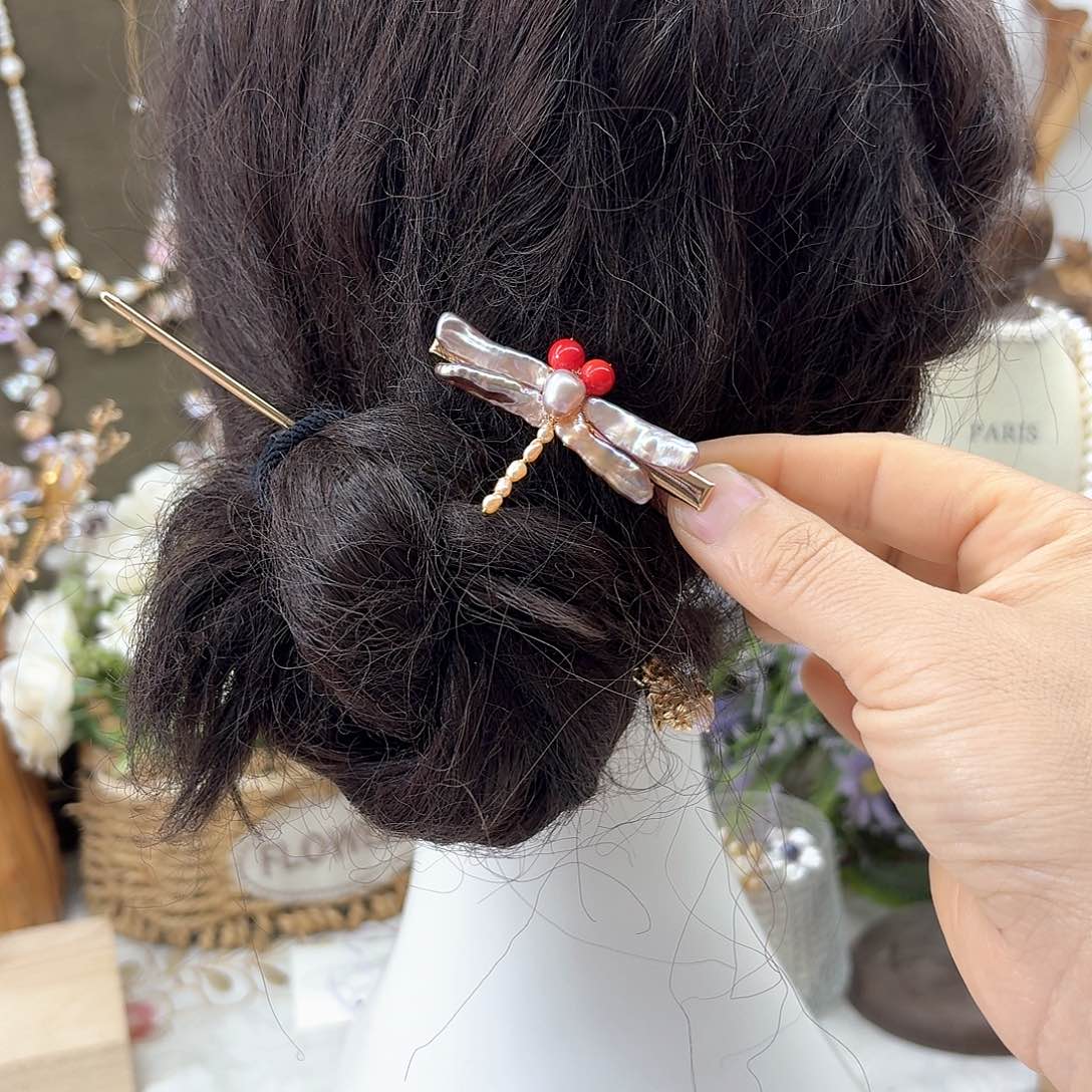 银S925镶嵌淡水珍珠发饰