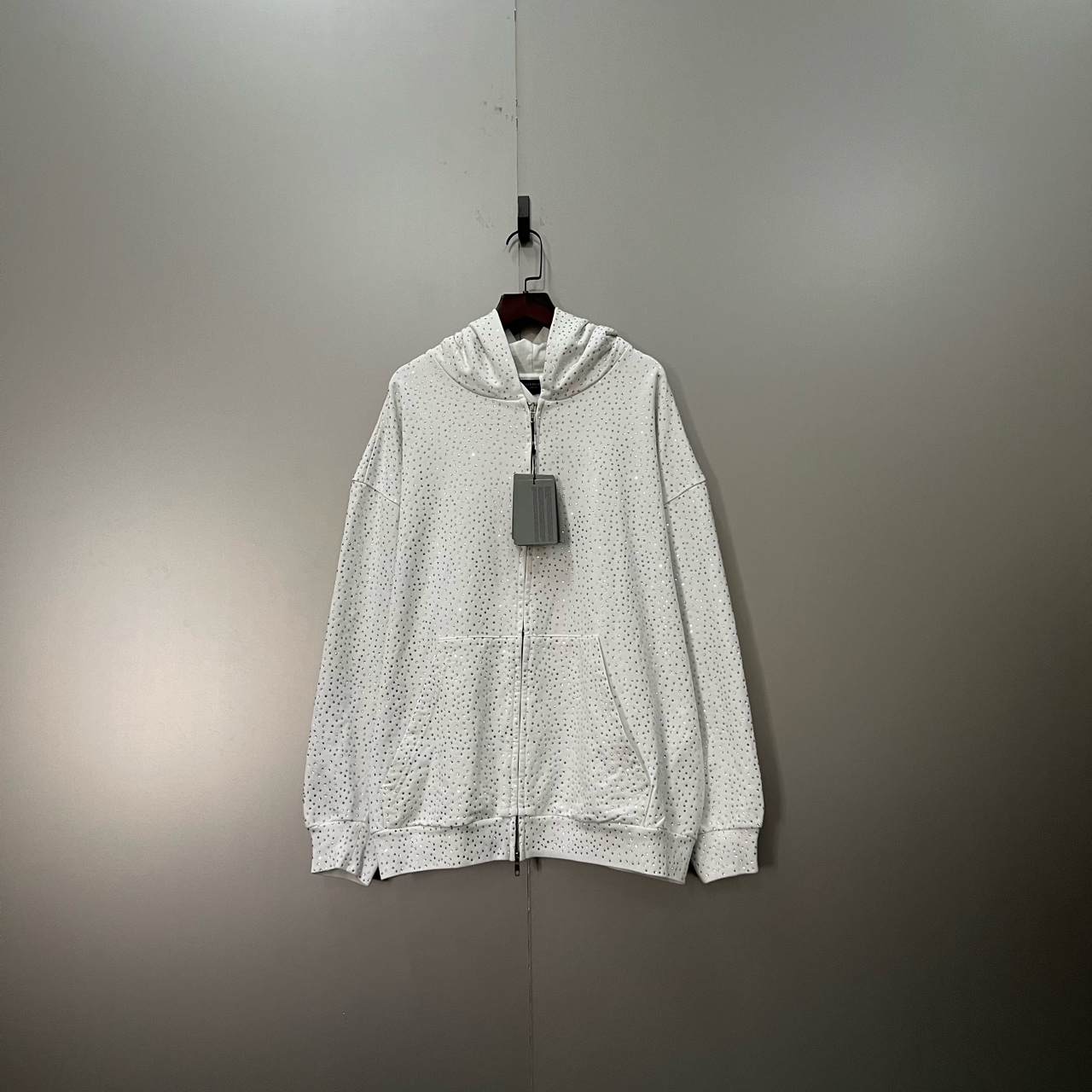 未使用 Balenciaga/巴黎世家 y1208满印水钻拉链帽衫 S码400105