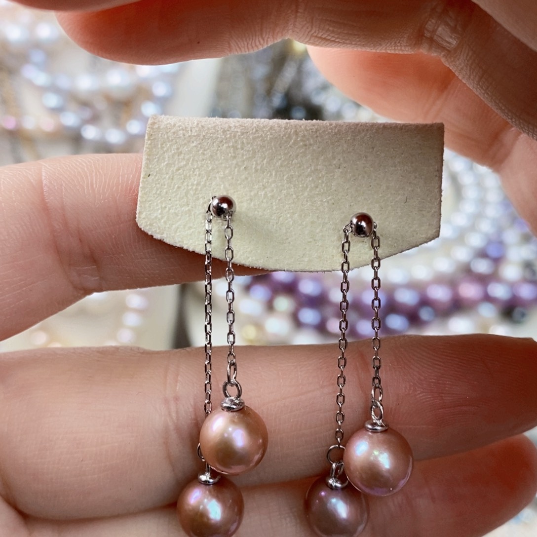 淡水珍珠耳饰银S925镶嵌