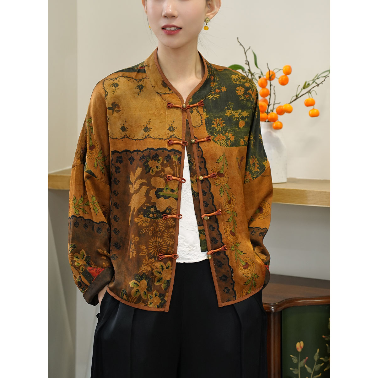 [姜黄云裁]2025新中式国风秋季开衫外套上衣3267