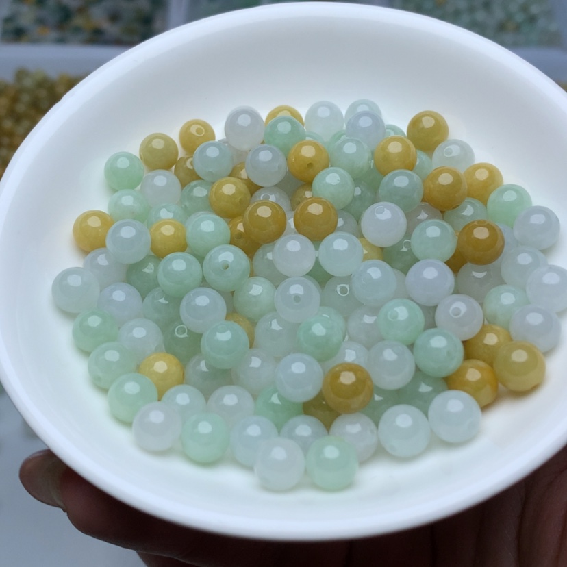 【闪购商品】翡翠手链未镶嵌卡7.3冰三彩13颗 手链拍2单