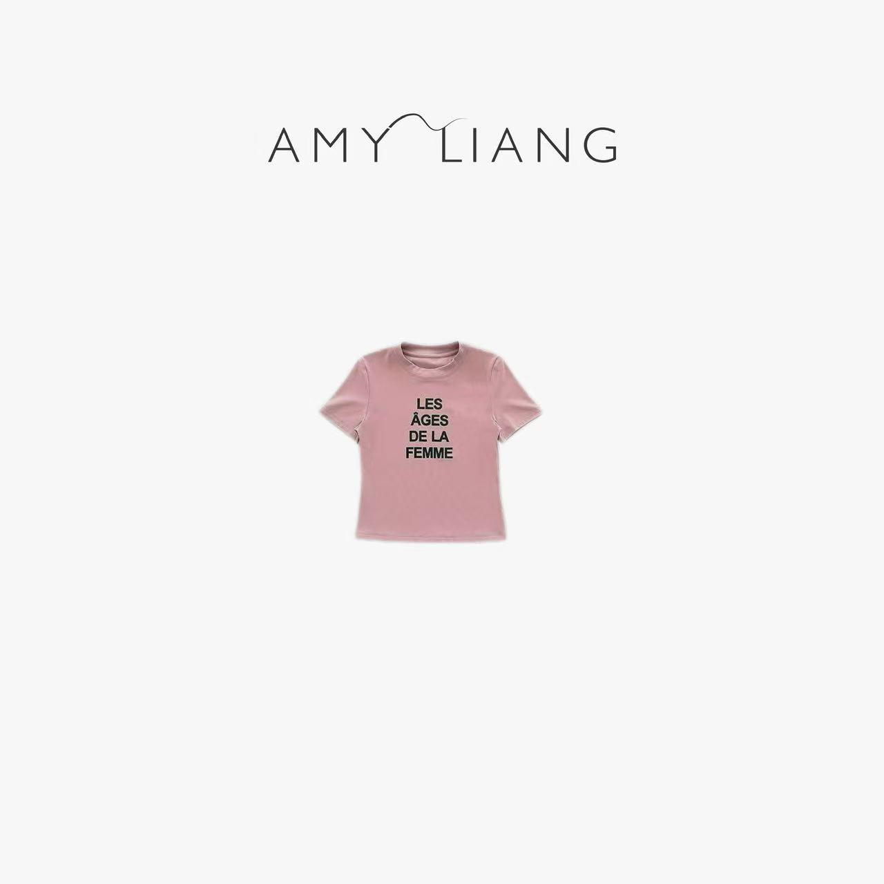 AMYLIANG｜【一见钟情】25早春情人节限定美式字母圆领T恤YR25S0223