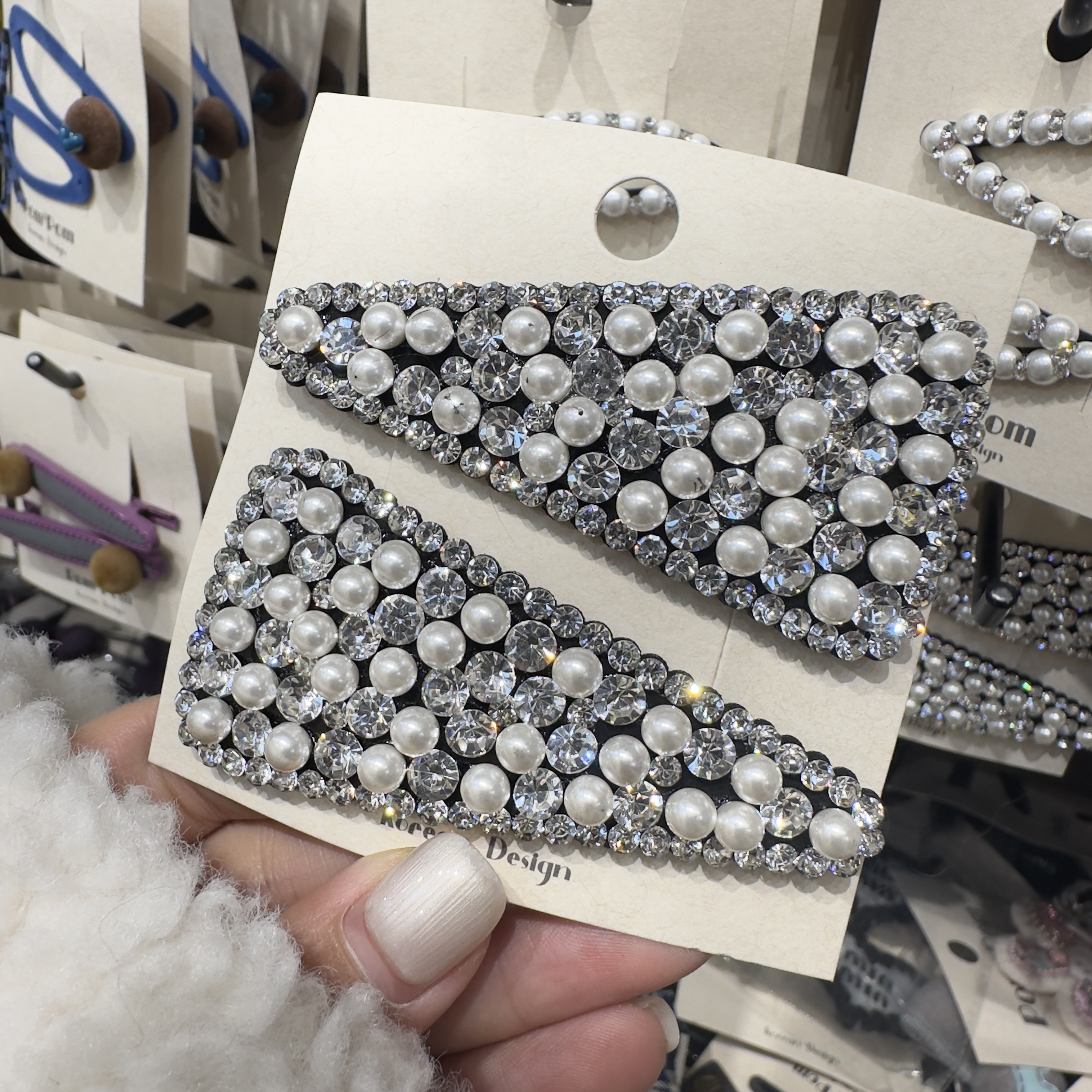 闪亮满钻水滴形发夹百搭韩版刘海夹碎发夹