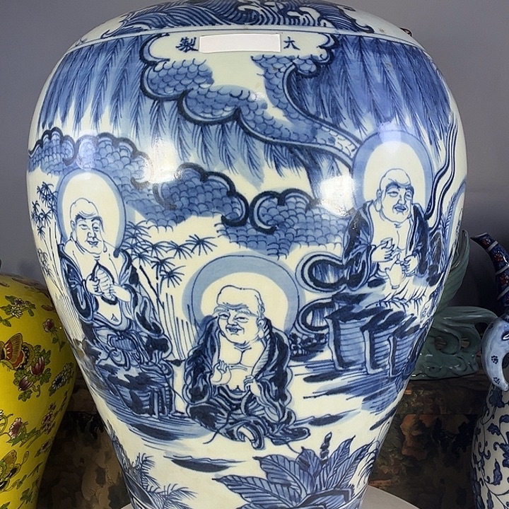 瓶青花人物大梅瓶摆件