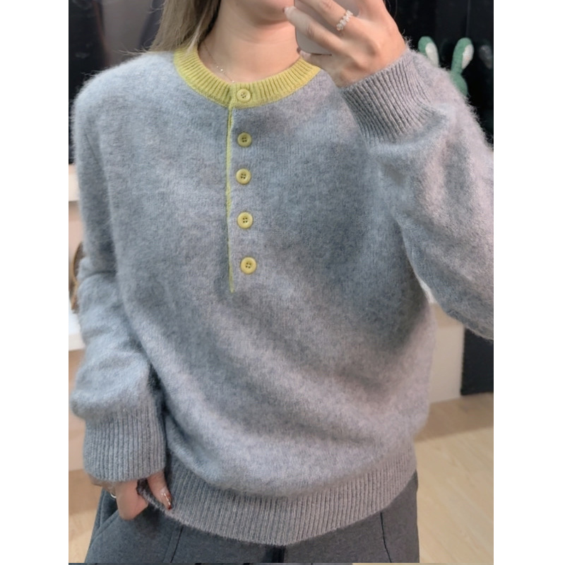 /DANDAN/ 暖炉~ 100羊毛撞色拉毛工艺毛衣~