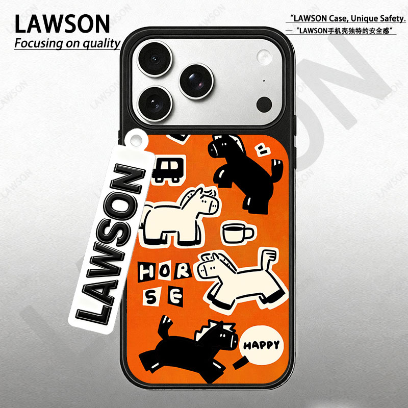 双马临门磨砂磁吸黑边苹果17promax/16/15华为小米防摔防汗手机壳