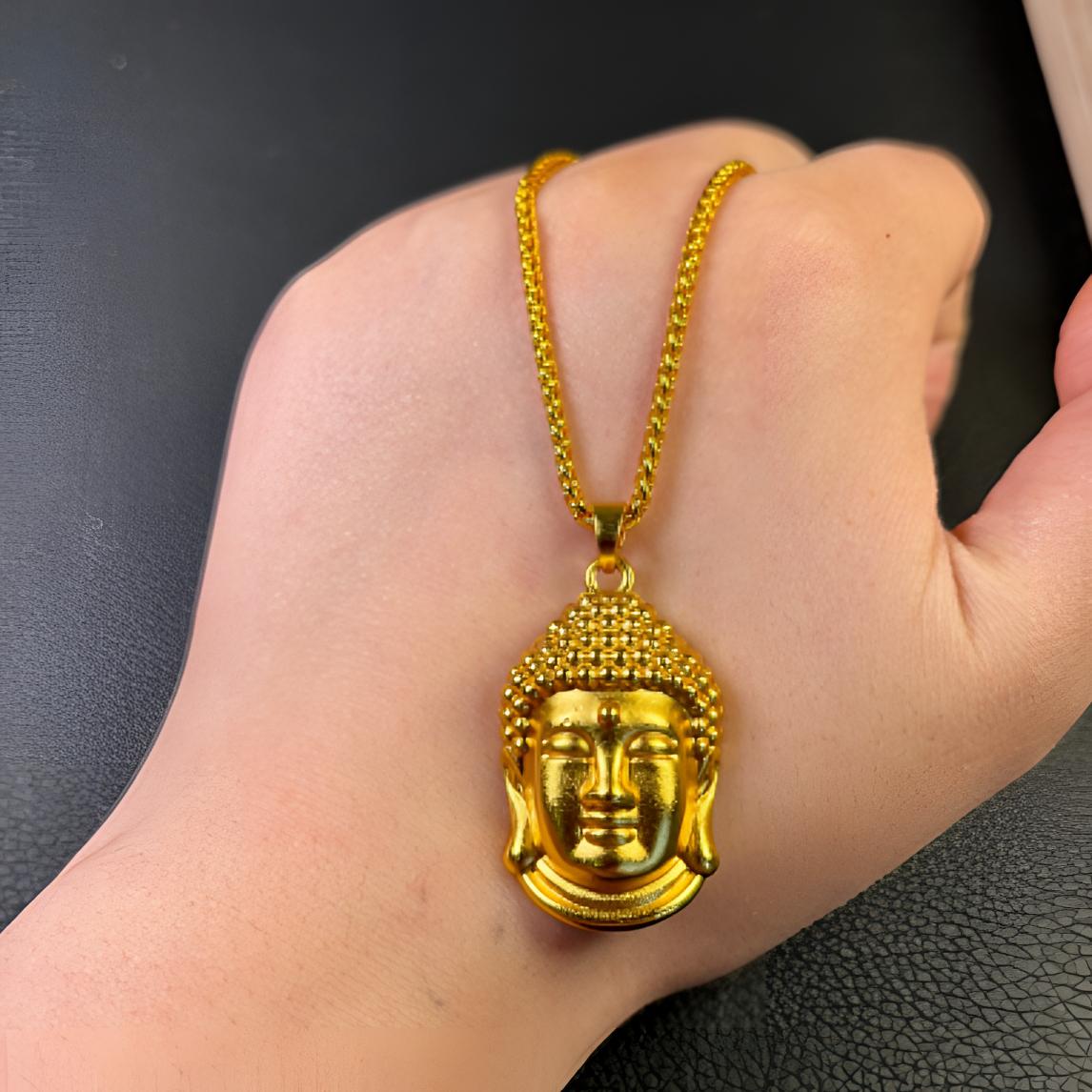 铜合金吊坠 实心佛头吊坠➕链子一套