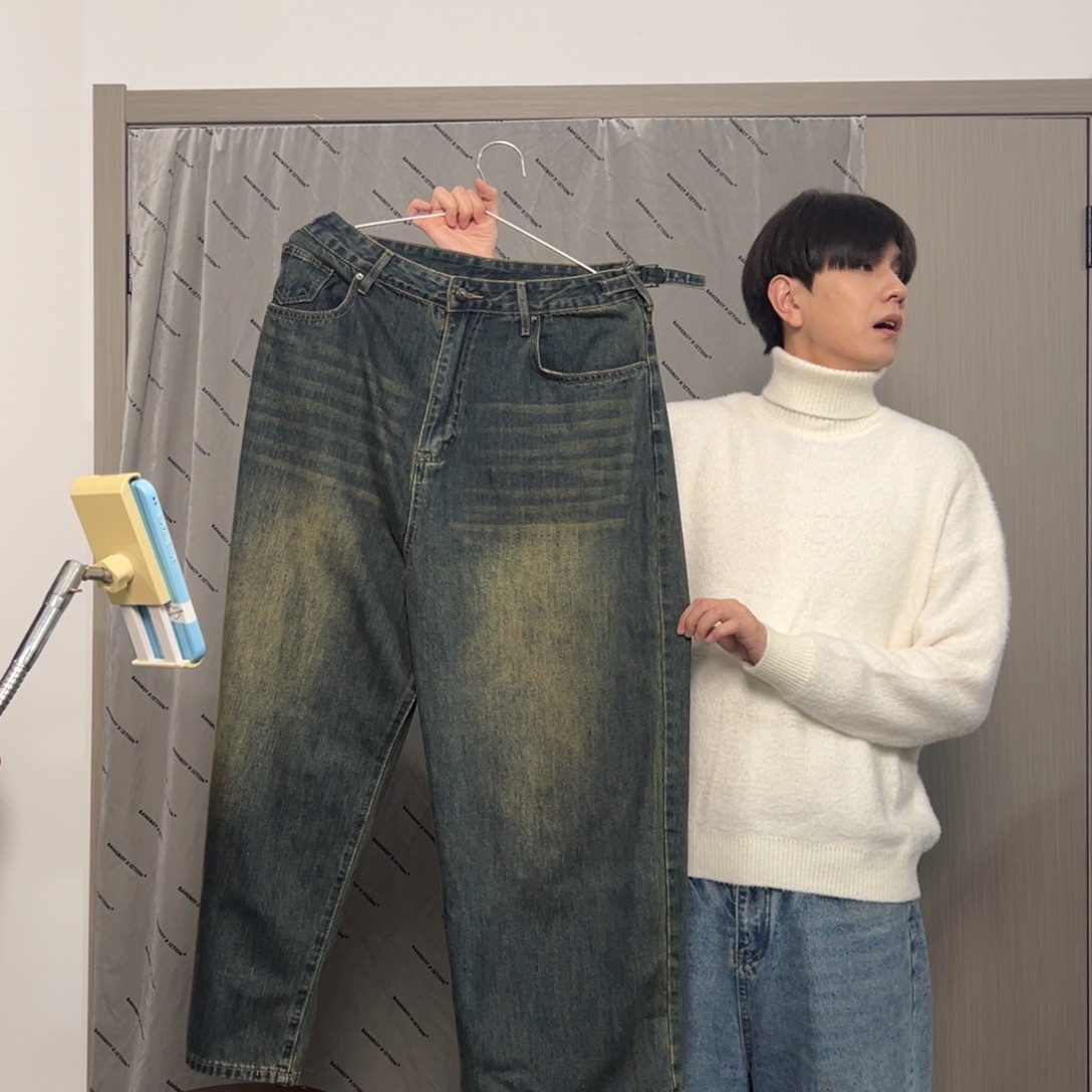 潮流时尚水洗牛仔裤l码