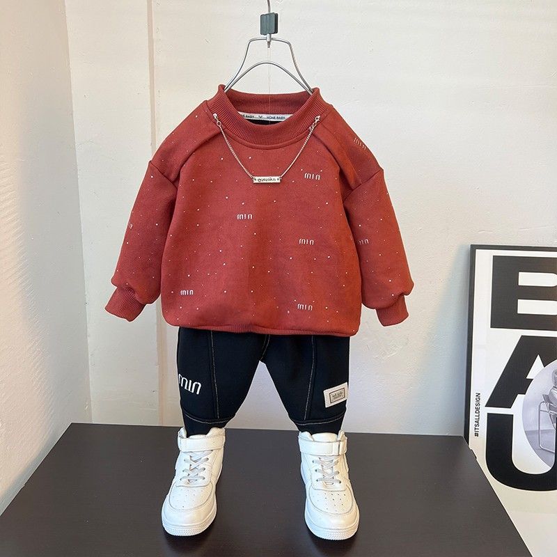 男童套装秋装2025新款儿童春秋季洋气卫衣宝宝男孩帅气童装运动服