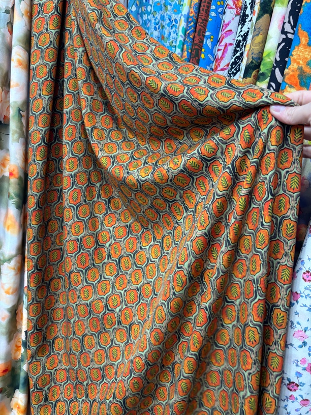 精梳棉棉绸！方块复古，可做连衣裙套装家居服