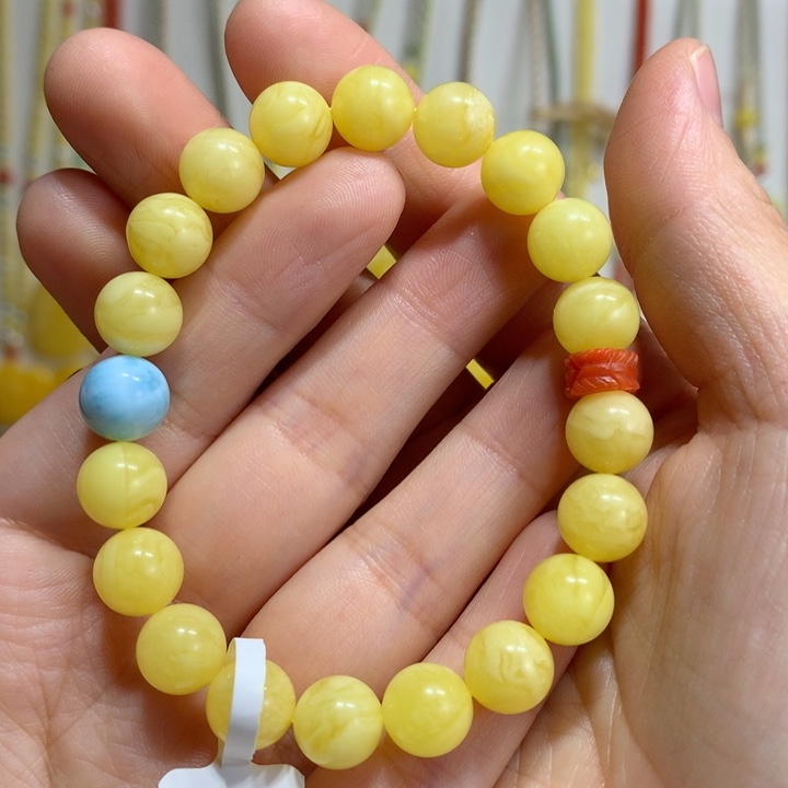 蜜蜡未镶嵌手链9.3mm